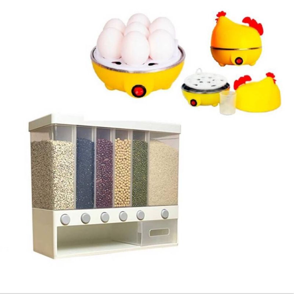 Combo Dispensador de Cereal y Hervidor de Huevos