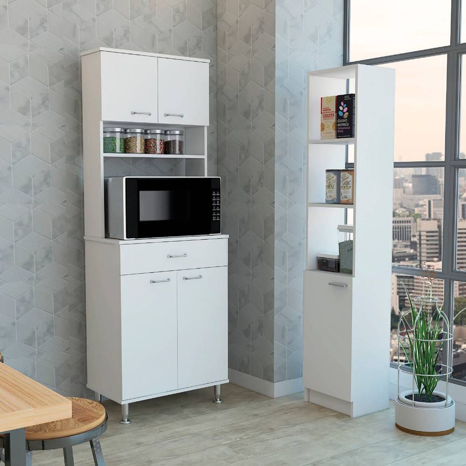 Combo Kitchen 8 Mueble Microondas + Optimizador - Blanco