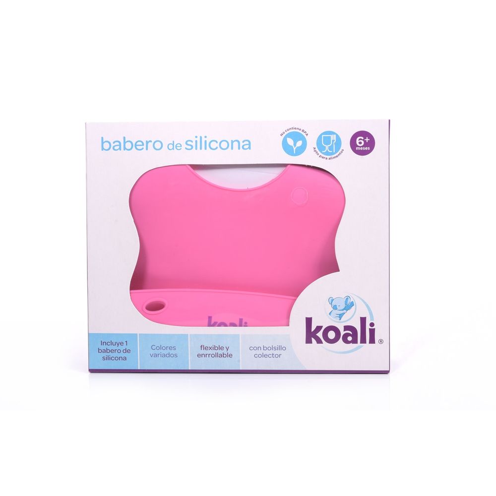 Babero de Silicona para Bebé Koali Color Rosado