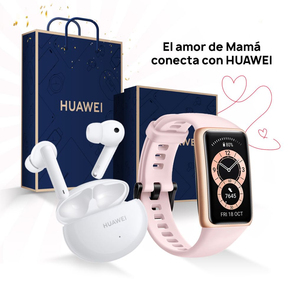 Combo Smartwatch Huawei Band 6 Rosa + Audífonos Freebuds 4i Blanco |  Oechsle - Oechsle