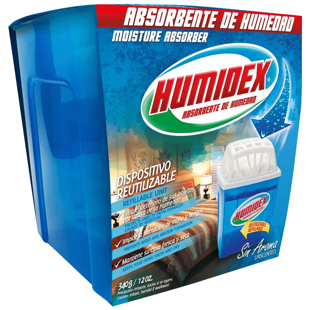 Pack Deshumedecedor de Tela sin Aroma HUMIDEX Dispensador Caja 340g + 1 Recarga