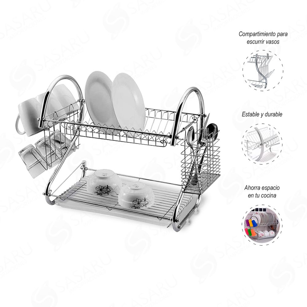 Escurridor Organizador de Platos 2 Niveles