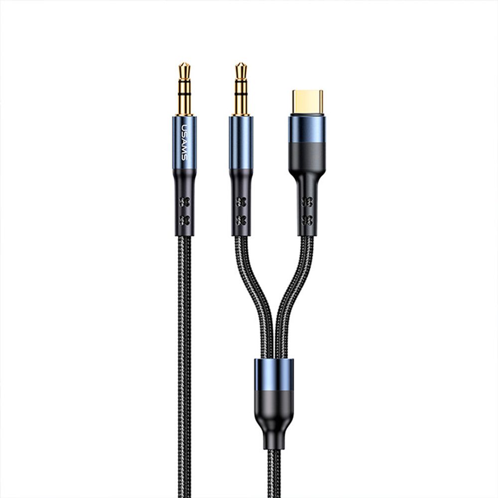 Cable Audio Auxiliar a Type-C + Auxiliar Negro