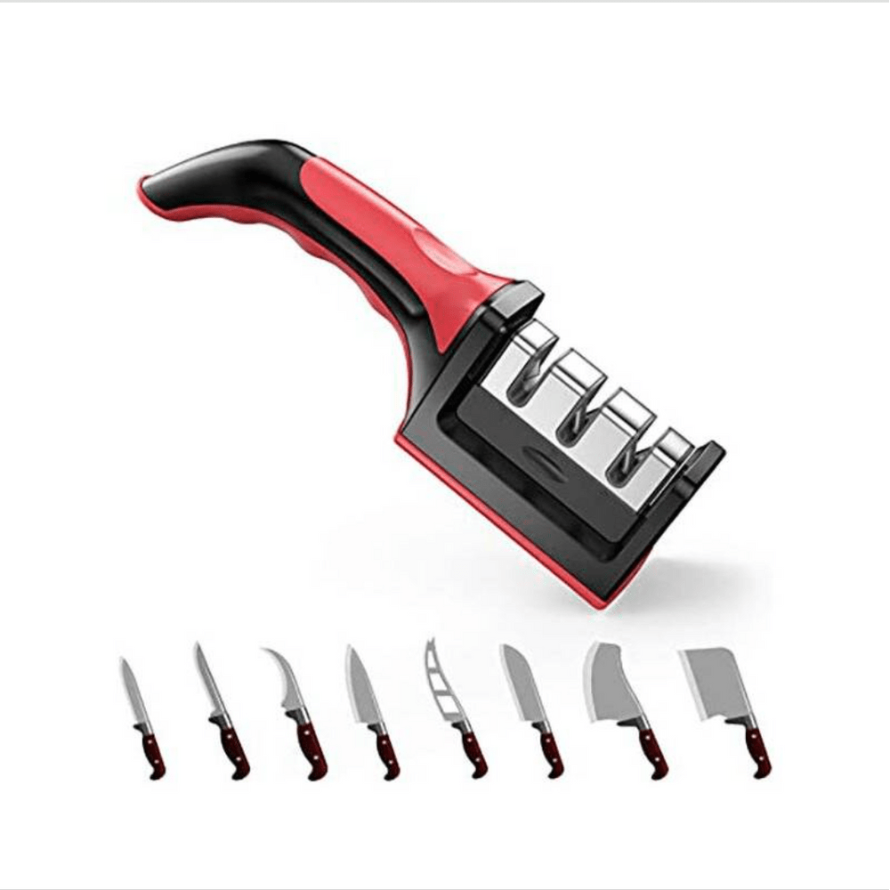 Afilador Manual de Cuchillos Rojo