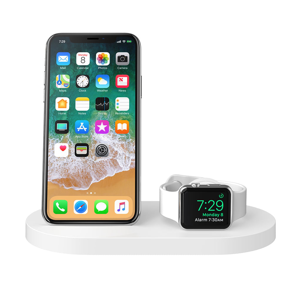 Base de carga inalámbrica Belkin Boost Up para iPhone y Apple Watch USB A Blanco F8J235TTWHT