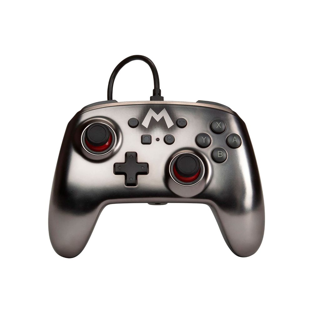 Mando Enhanced Wired Controller Powera Mario Silver Nintendo Switch