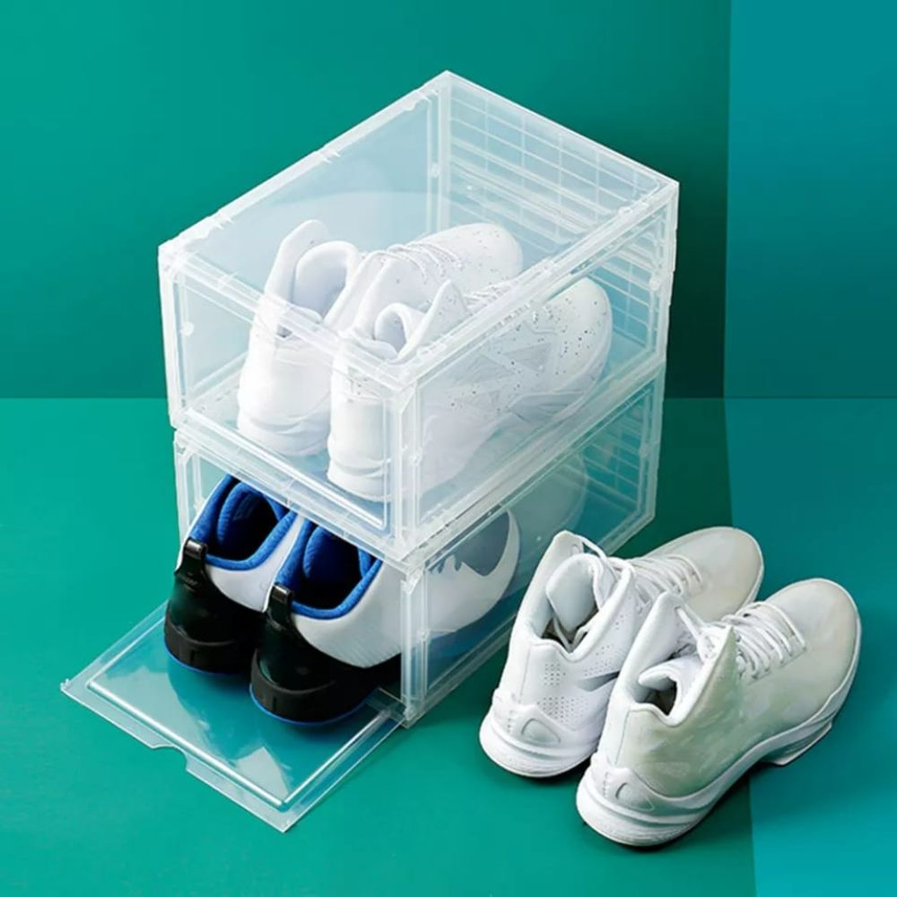 Caja Apilable para Zapatillas Zapatos Zapatera para Dormitorio Transparente  U497