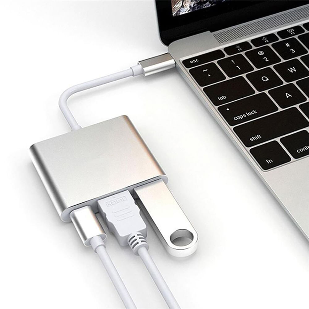 Adaptador Multipuerto Tipo C a HDMI USB para iPad MacBook Air Pro I Oechsle  - Oechsle