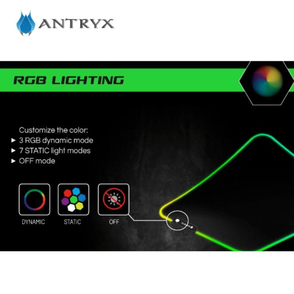 Mouse Pad Gamer Antryx Accura 33 Luces RGB, 33X26CM AMP-1200RGB