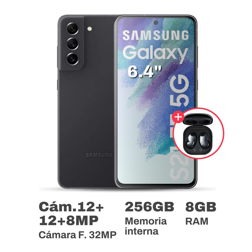 Celular Samsung S21 FE 6.4"" 8GB RAM 256 GB F-SMG990EZA-34 gris + buds live negro