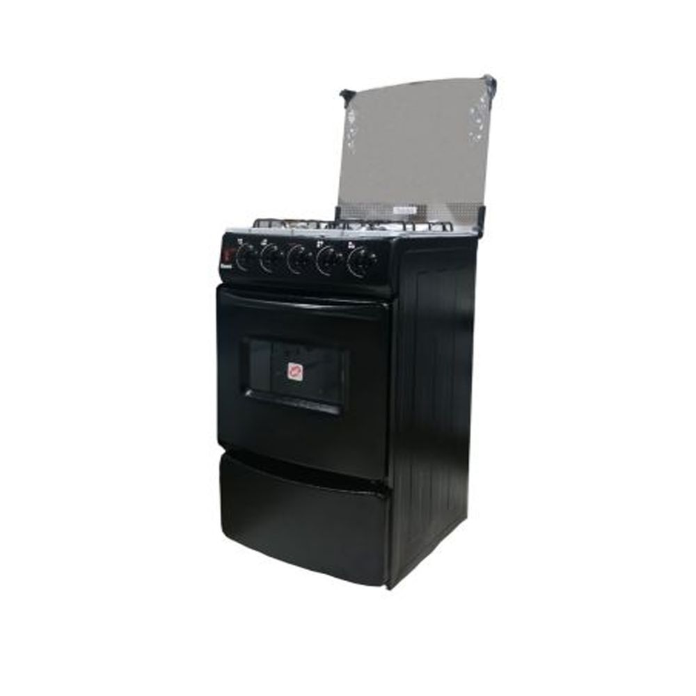 Cocina Fadic Con Tapa de Vidrio y Horno Sami 4H Negro