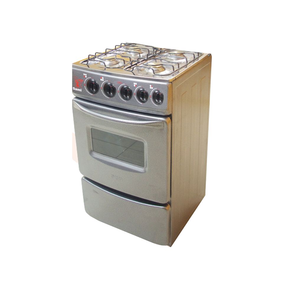 Cocina Fadic Con Tapa de Vidrio y Horno Sami 4H Gris