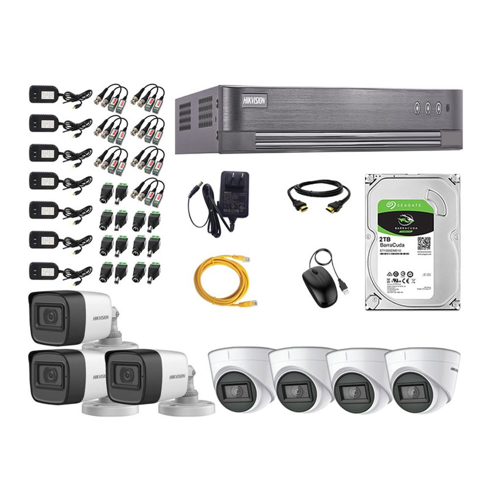 Kit 7 Cámaras de Seguridad Hikvision Audio Incorporado Full HD 1080p