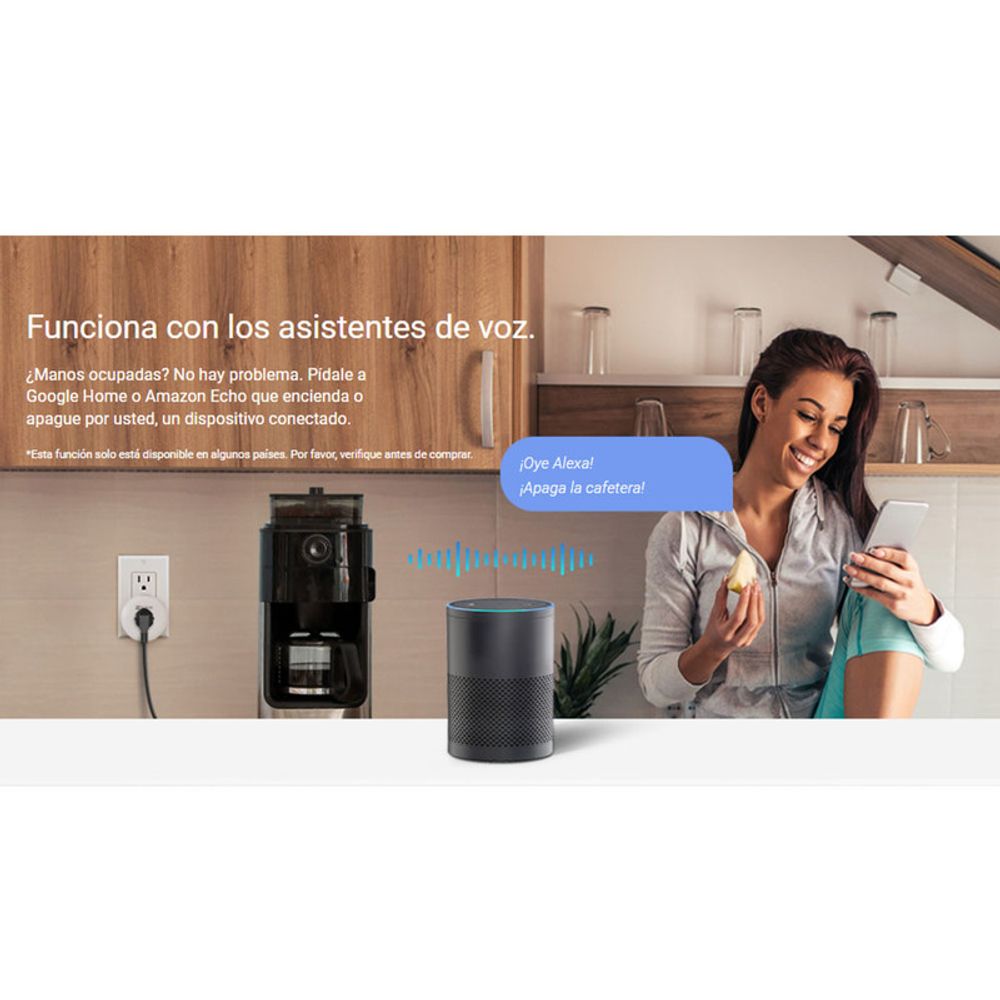 Tomacorriente inteligente compatible con Alexa o el Asistente de Googl