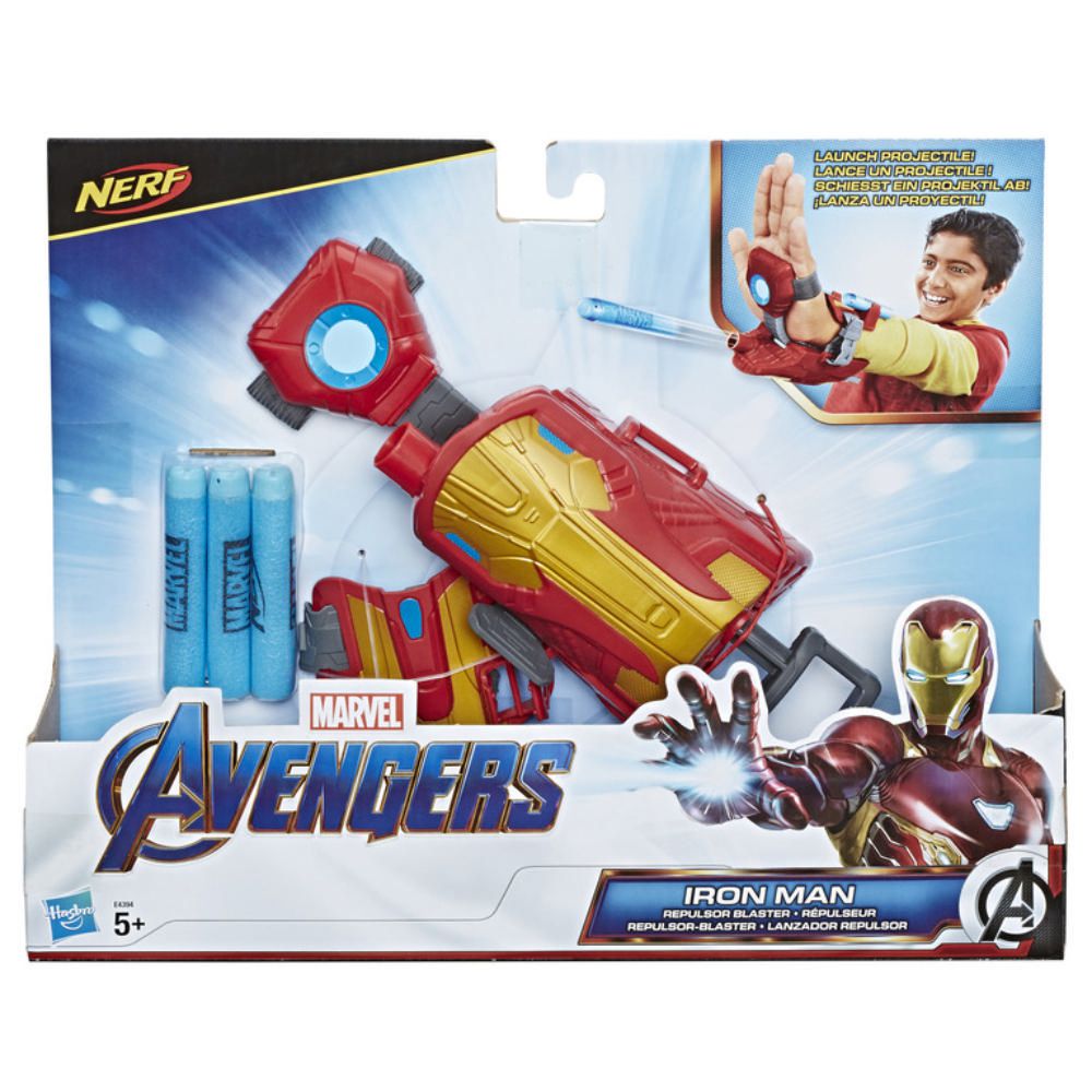 Marvel Avengers Iron Man Lanzador Repulsor con dardos Nerf para disfraz y juego de rol Rojo