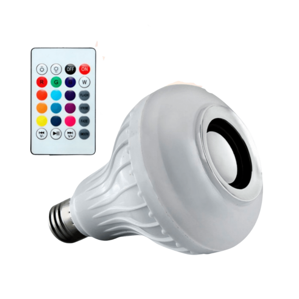 Foco Led Musical Bluetooth Con Luz Blanca Y Rgb + Control