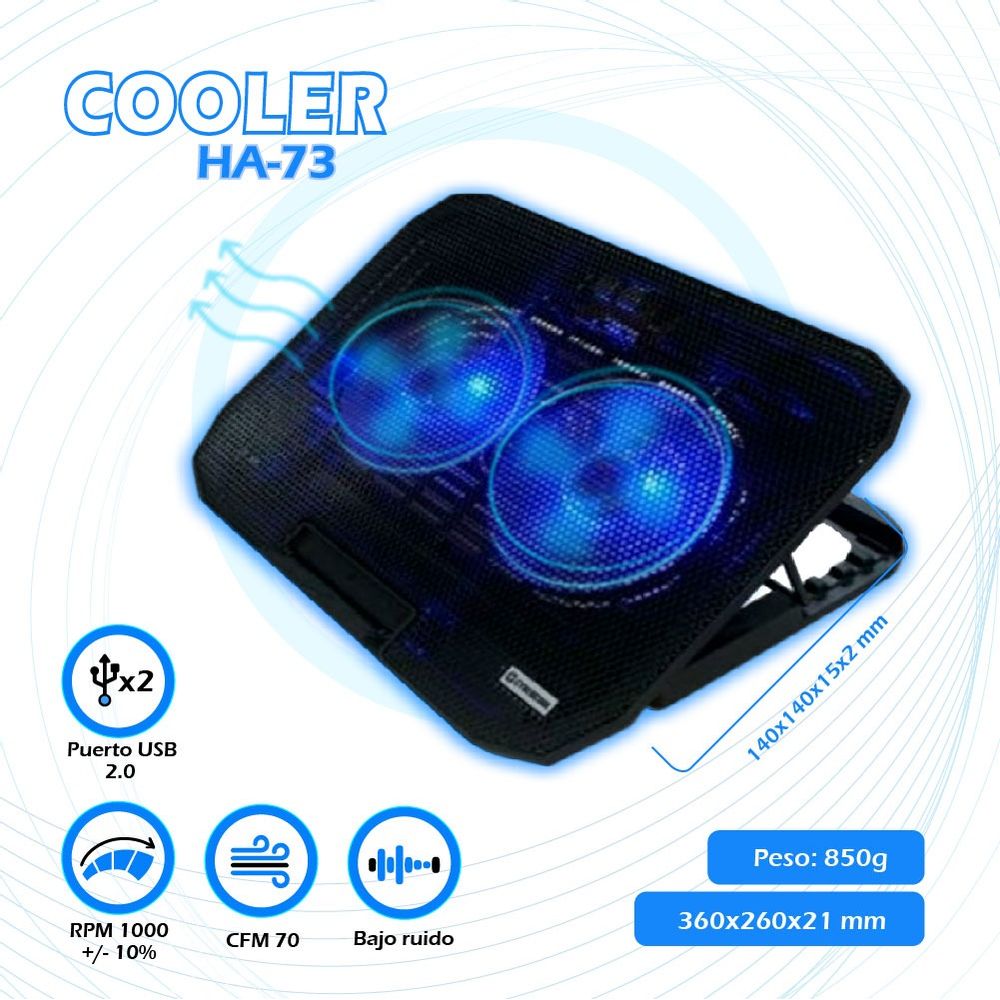 Cooler 2 Ventiladores Halion HA 73