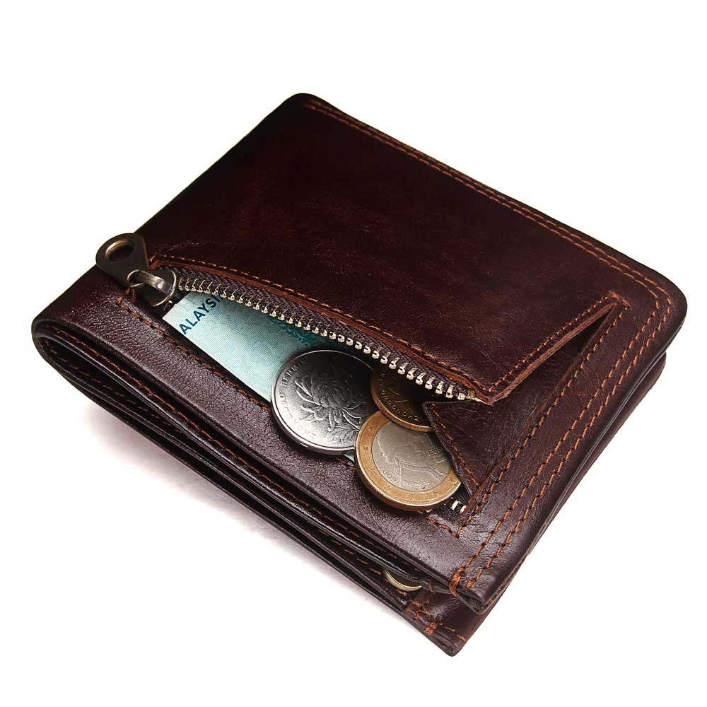 Billetera de Cuero Genuino Contacts Marron