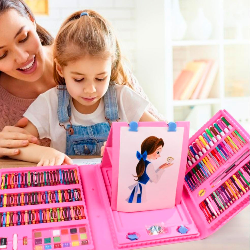 Set de Arte y Dibujo para Niños de 208 Piezas Rosado | Oechsle - Oechsle Set de Arte y Dibujo para Niños de 208 Piezas Rosado | Oechsle - Oechsle
