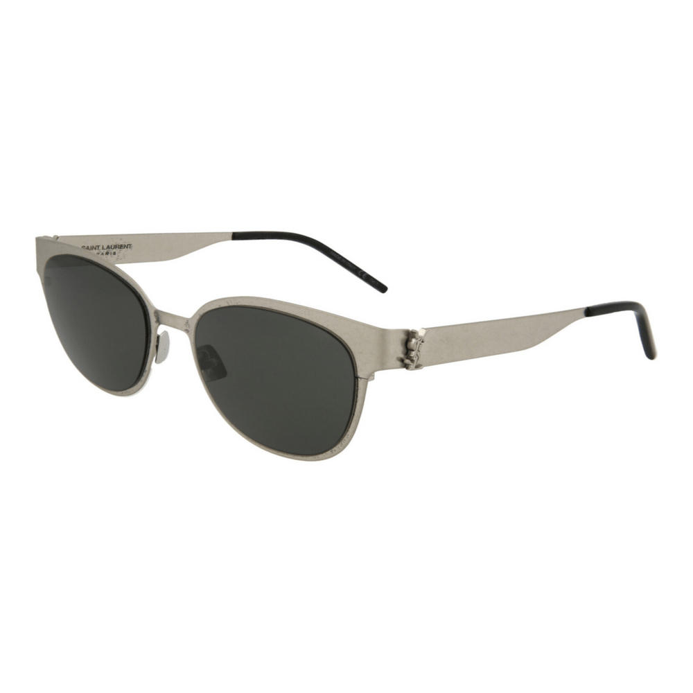 Lentes de Sol Saint Laurent Redondas de Metal SLM42-30007184-005 para Mujer en Gris Plateado