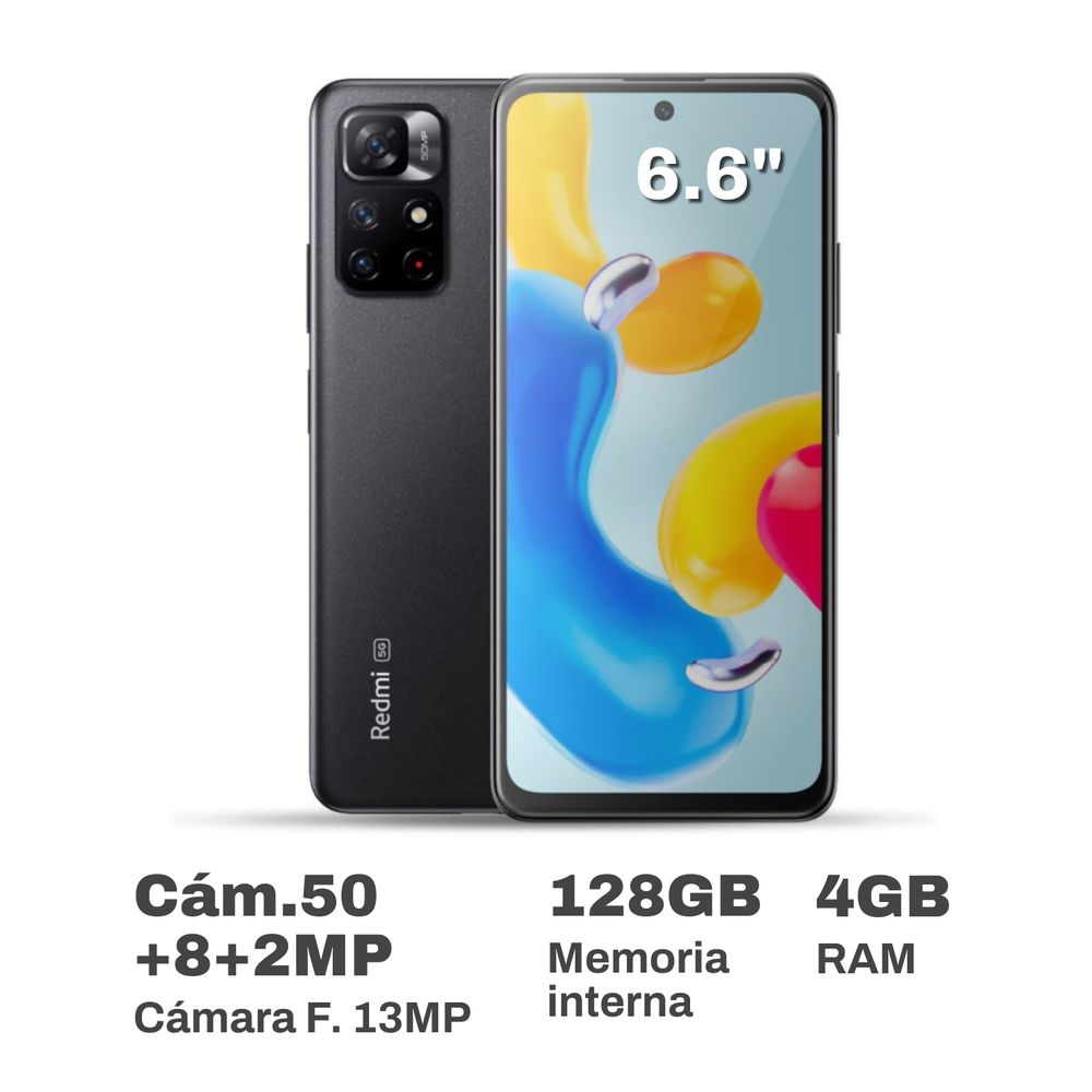 Xiaomi Redmi Note 11S 5G 6.6"" 4GB RAM 128 GB Midnigthblack