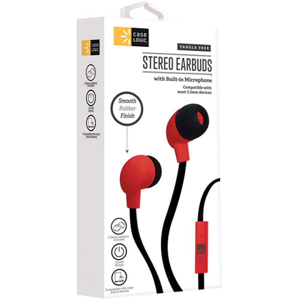 Case Logic de 3.5 mm auriculares estéreo con micrófono (negro, rojo)