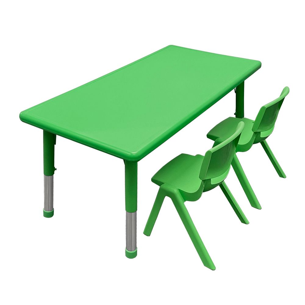 Mesa para niños regulable en altura + 2 sillas verdes